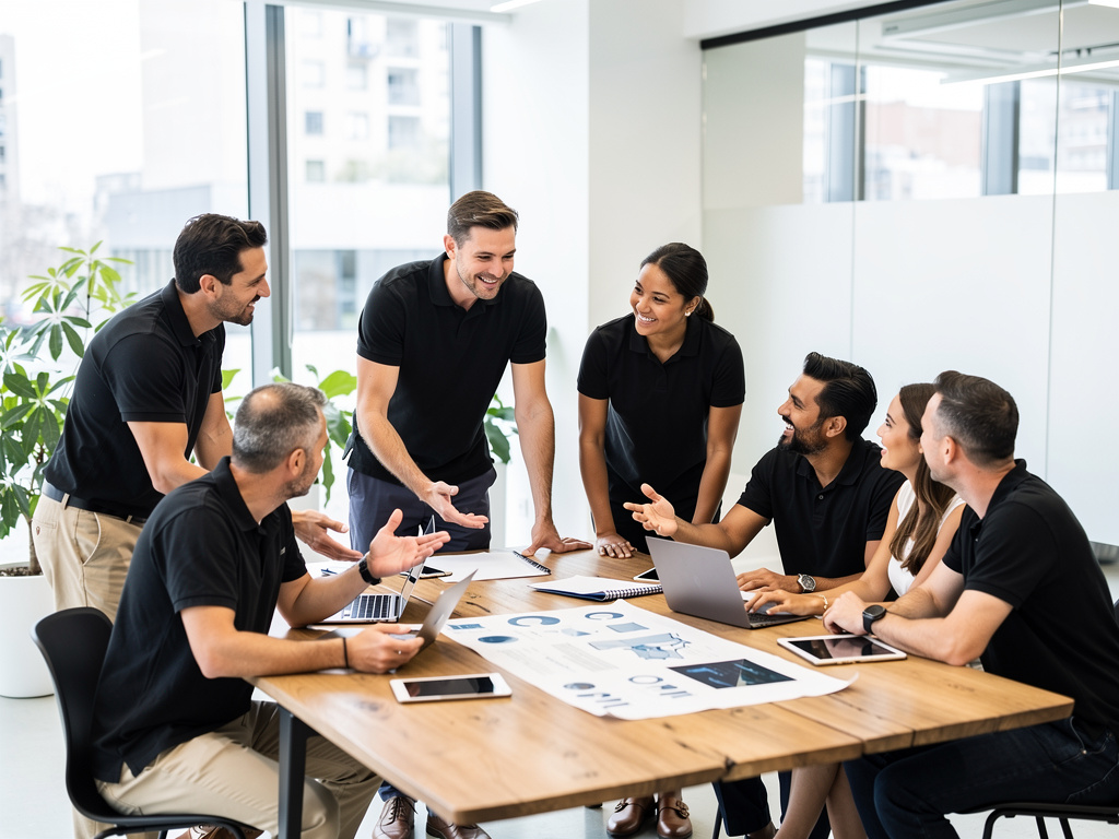 A collaborative team working together in a modern office