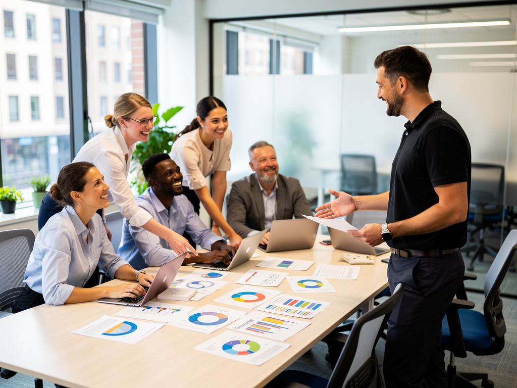 Team discussing commercial awareness in a UK office setting