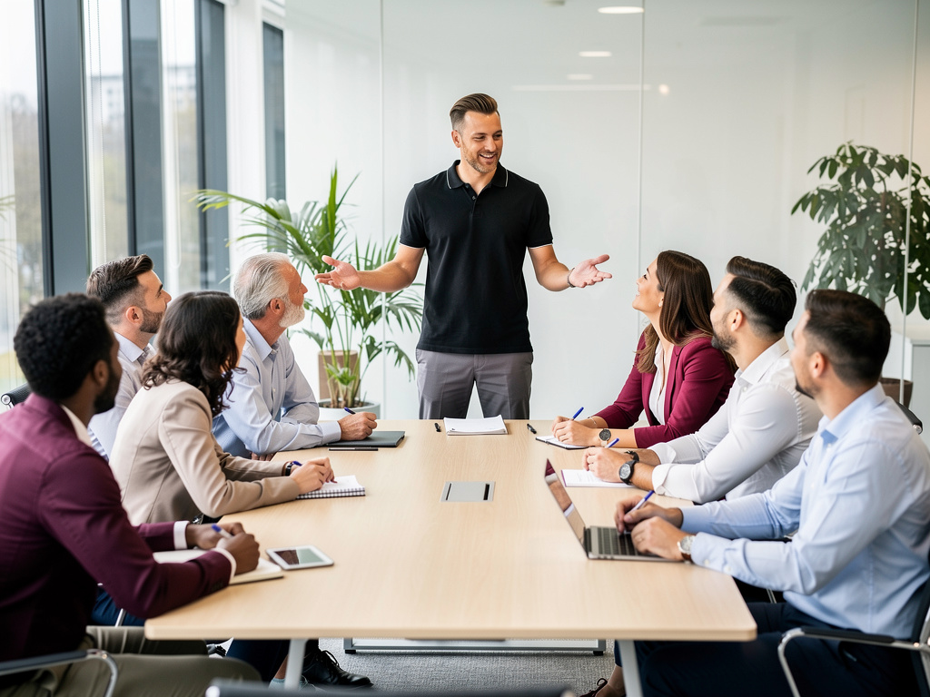 Team communicating in a meeting room