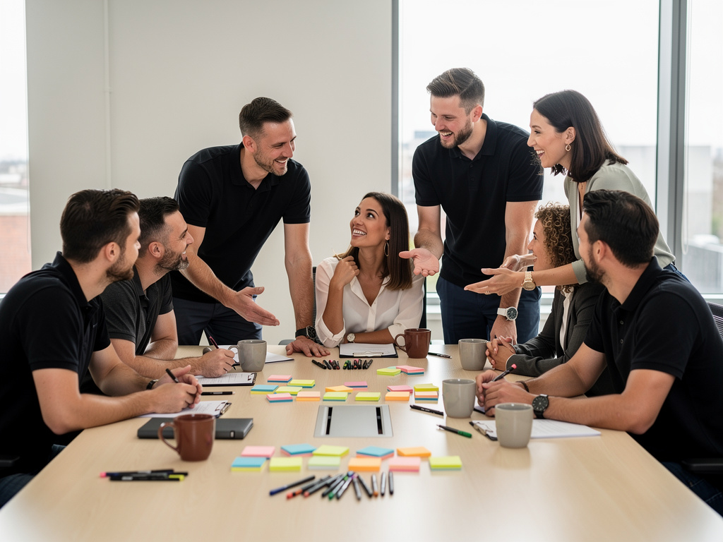 A creative UK team collaborating in a modern office