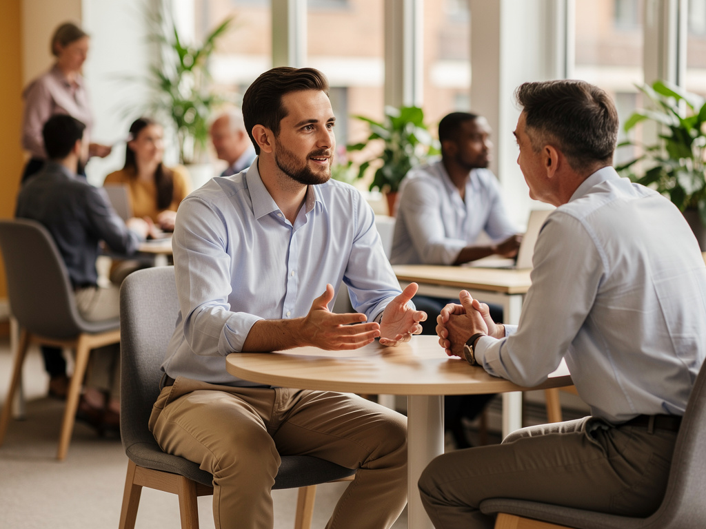 Professional handling a challenging conversation in a UK office