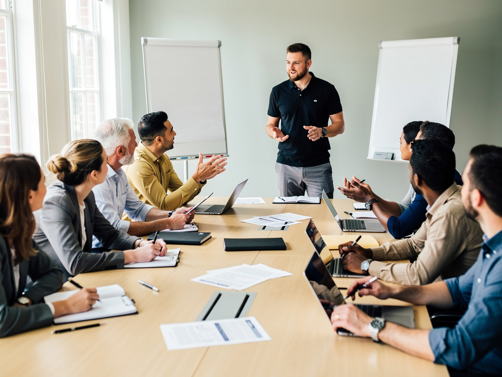 People management skills training session in the UK workplace