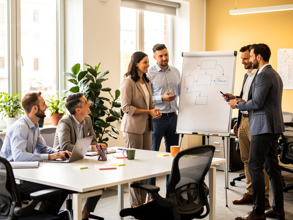 Team working together to map a process in a UK office