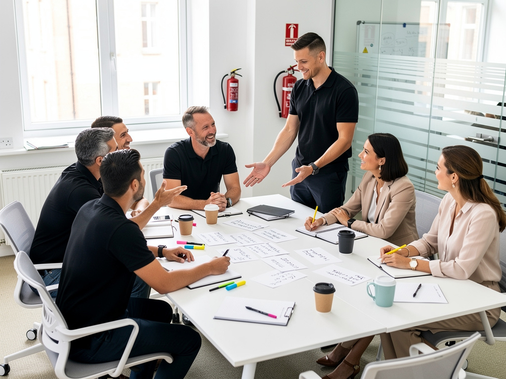 Team collaborating in a modern UK office